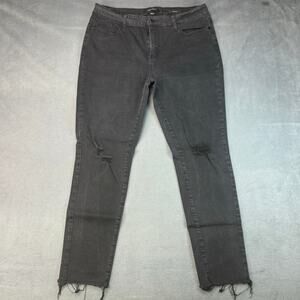 Judy Blue Jeans Sz 15 / 32 32x29 Raw Hem Slim Fit Black Stretch JB88137 Distress